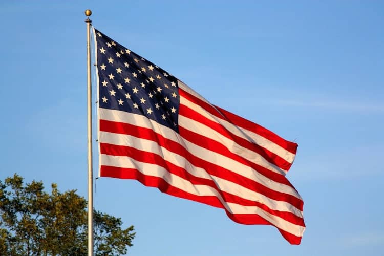 American Flag Waving and Honoring Veterans