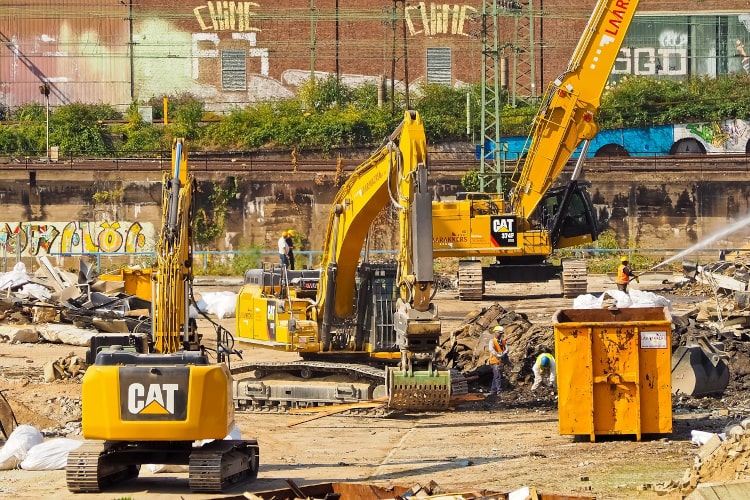 Learn how to become a construction worker who works on a busy construction site like this one